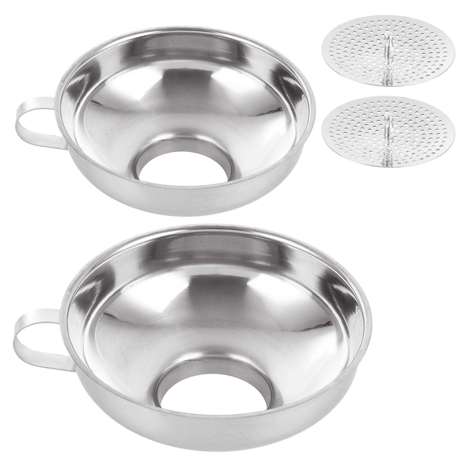 A Selected Stainless Steel 2-Piece Kitchen Funnel with Sieve for Large Oil, Beans and Jam