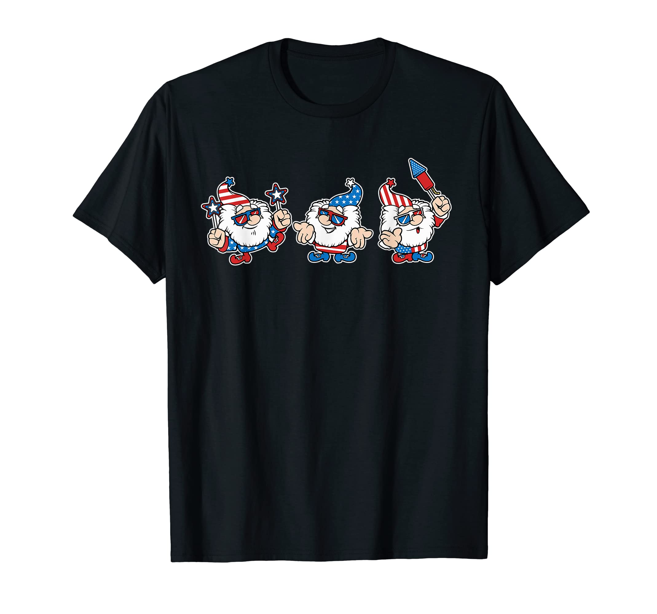 USA Patriotic Gnomes American Flag 4th of July Independence T-Shirt