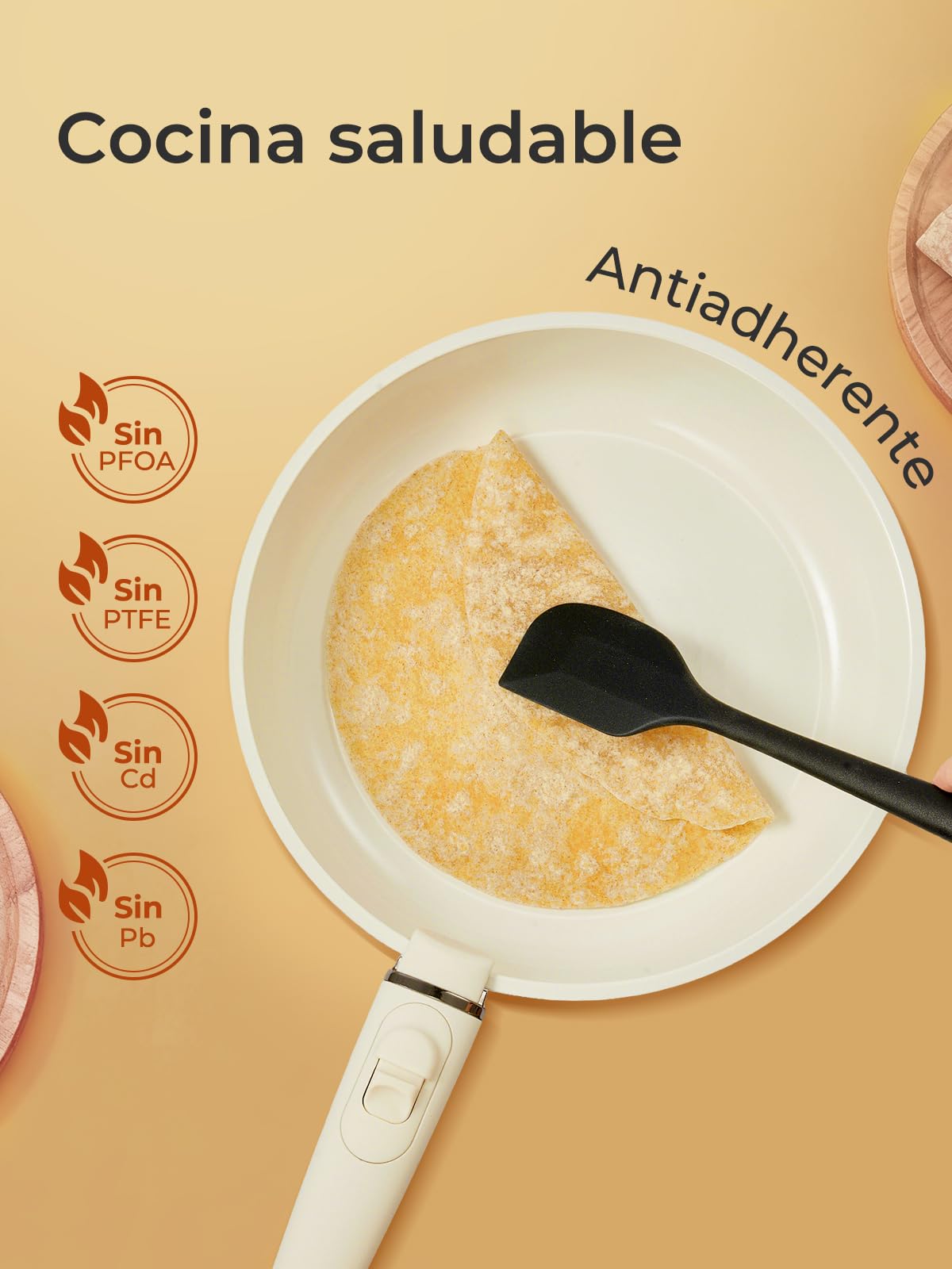 Poele Ceramique, 17 Pièces Batterie de Cuisine avec Fond Céramique et Poignée Amovible – Pour Cuisine Familiale & Camping – Sans PFAS, PFOA, PTFE – Compatible Induction, Four et Lave-Vaisselle