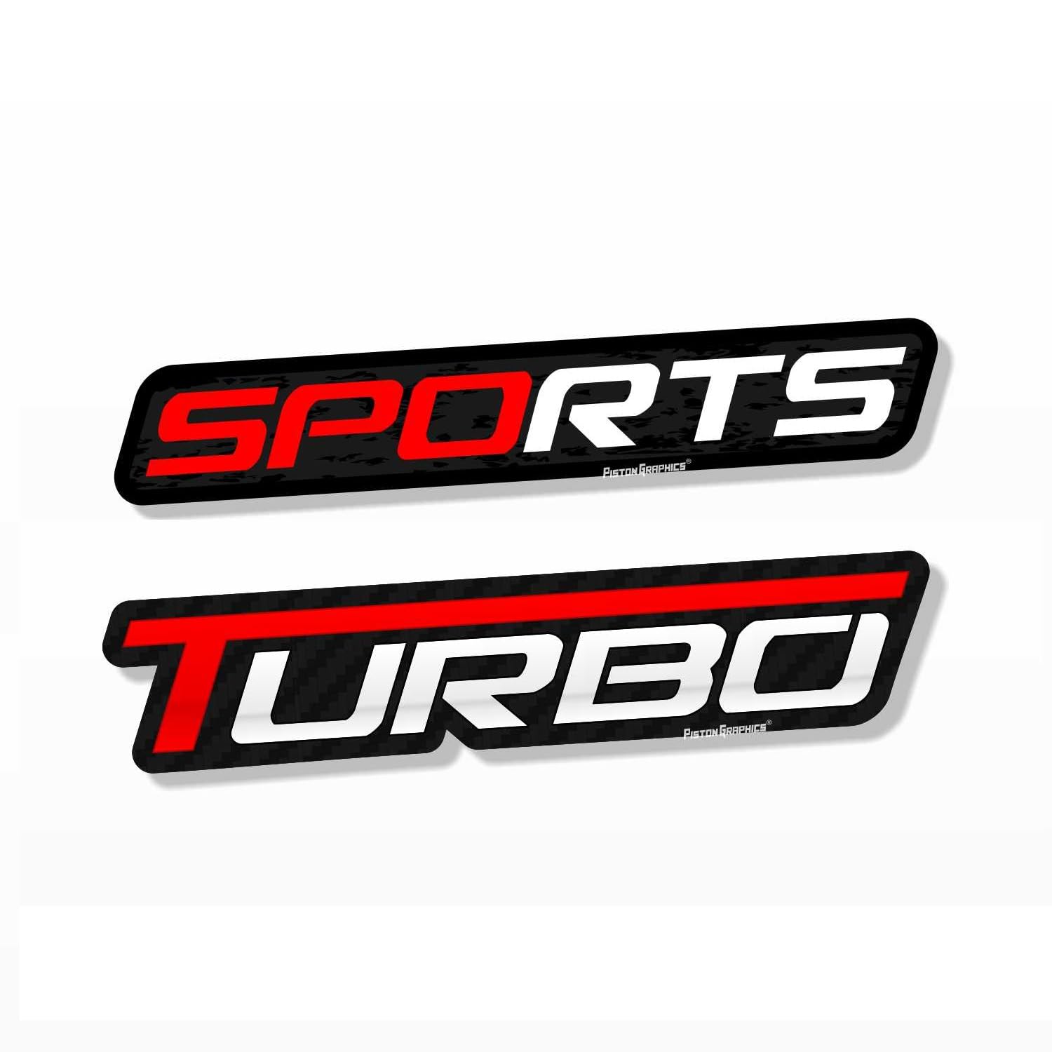 Piston Graphics Decorative Sticker for Cars and Bikes PGTurbo & PGSports (Pack of 2)
