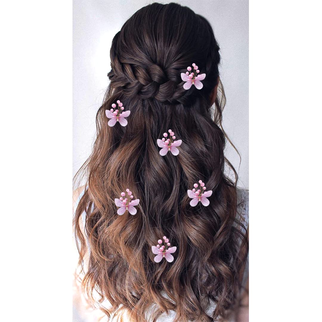 Hair Flare Butterfly with Pearls Artificial Hair Pins For Women and Girls-2510, Baby Pink, Pack of 6 Pins (B0BV6FB9PV) Amazon Price History, Amazon Price Tracker
