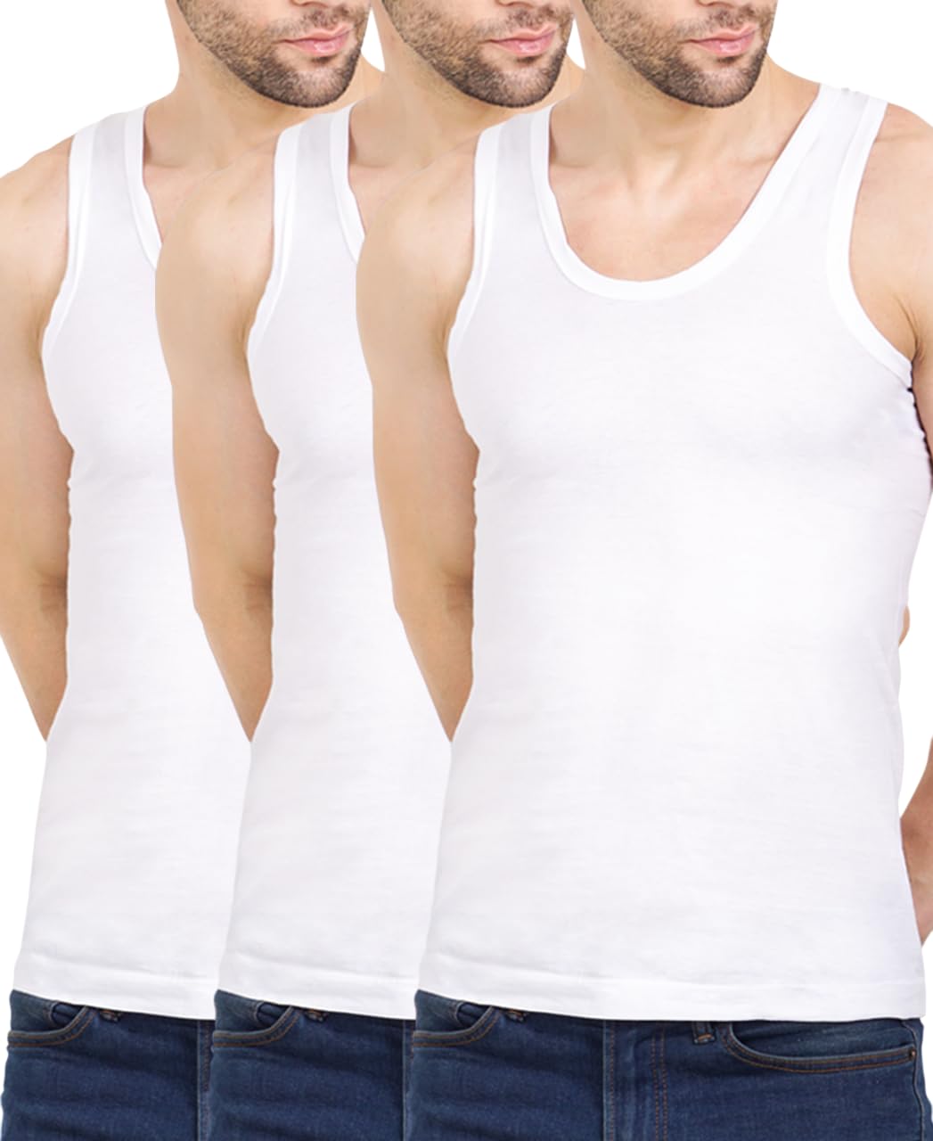 nrg Men's White Vest, 100% Rich Cotton, Superior Stretch, Stay Fresh Treatment, Regular Fit, Pack of 3-picture-14
