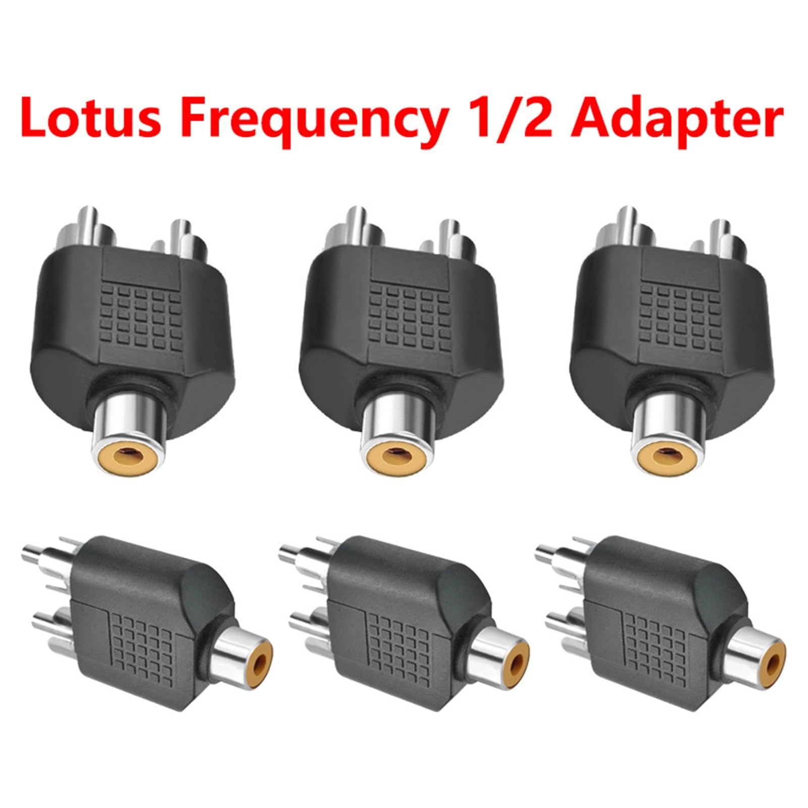 Adaptador RCA hembra de 5 piezas a 2 RCA macho, conector divisor en Y, conector de audio AV, convertidor de audio for computadora, TV y MP3.(100PCS)