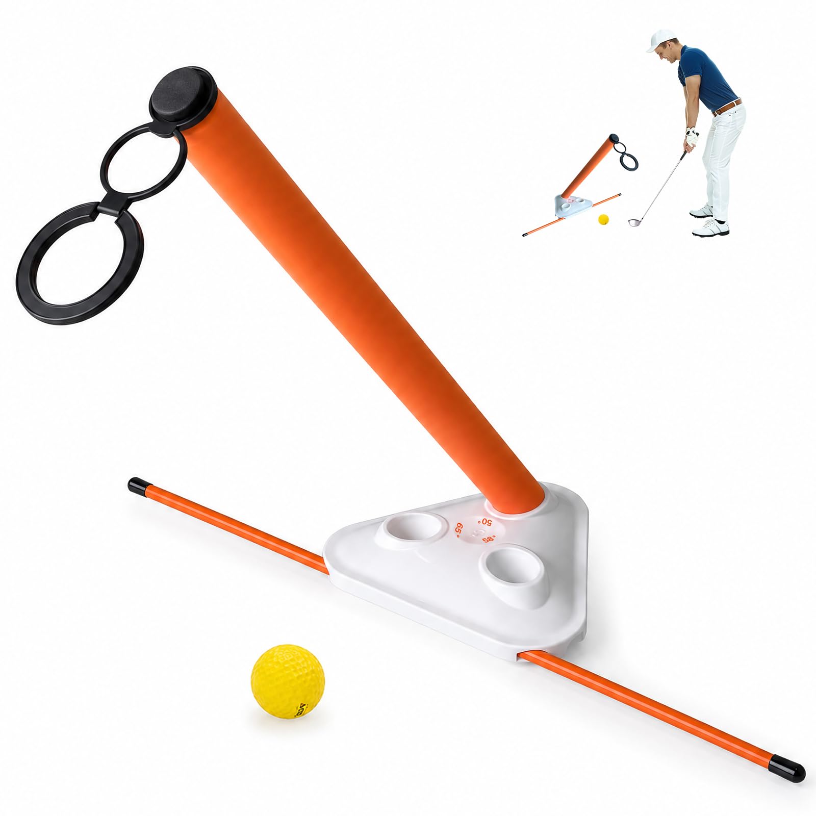 Golf Swing Trainer Golf Alignment Sticks Holder with Aiming Swing Ring