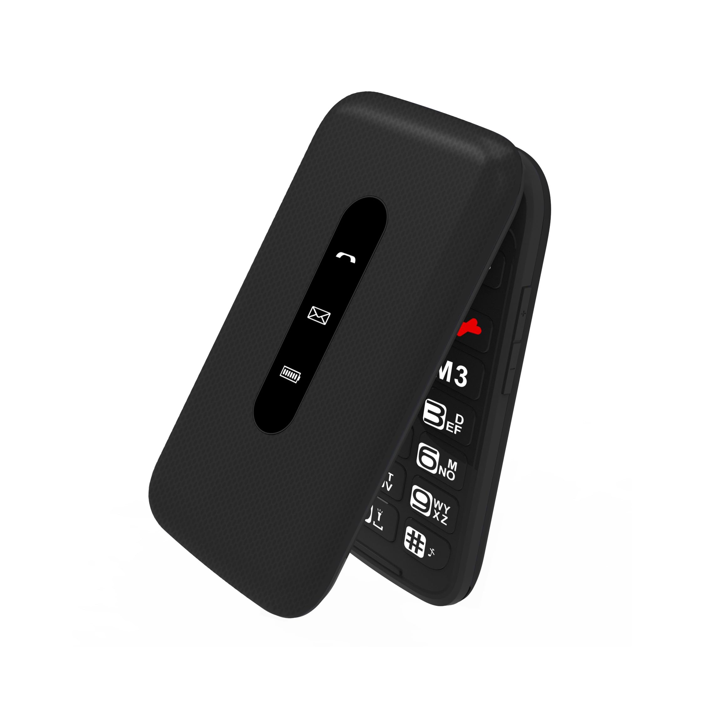 Nexo Flip MAX - Teléfono móvil de Tapa para Personas Mayores, Botones y Teclas Grandes, fácil de Usar, USB-C, 3 memorias directas, Base de Carga, Color Negro (Negro)