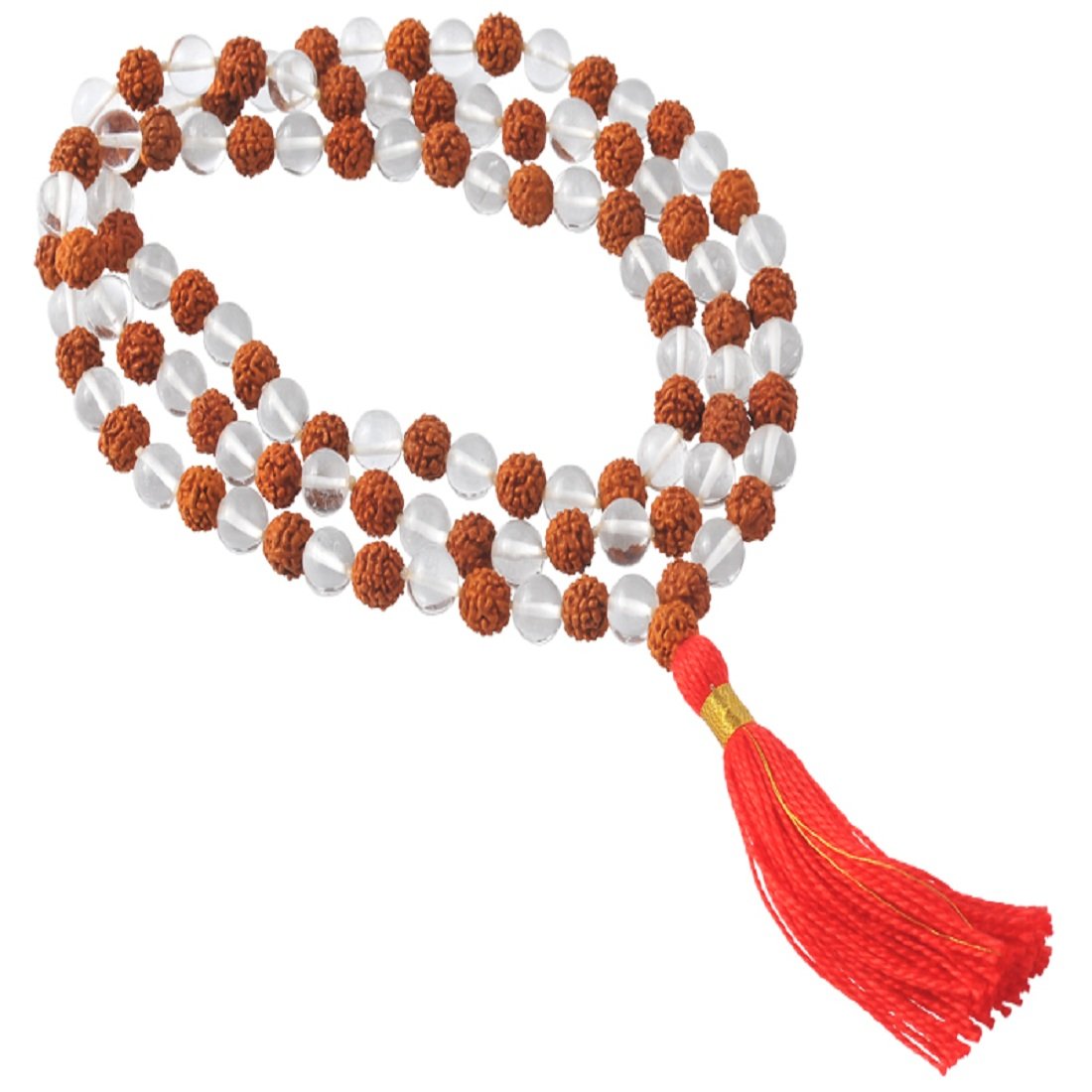 numeroastro Original & Natural Rudraksha Crystal | Sphatik Mala For Men & Women (109 Beads) (1 Pc)
