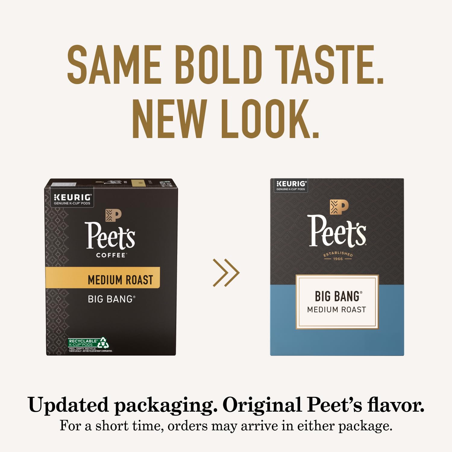 Peet's Coffee, Cápsulas Keurig K-Cup de tostado medio, Big Bang, 32 unidades (1 caja de 32 cápsulas K-Cup)