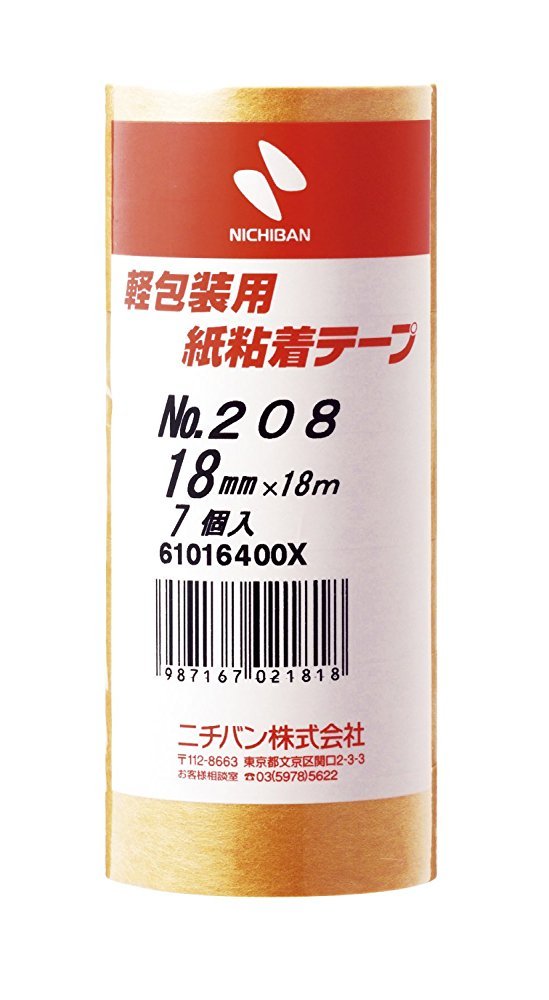 Amazon.co.jp: ニチバン 紙粘着テープ 208-18 18mm×18m 7巻