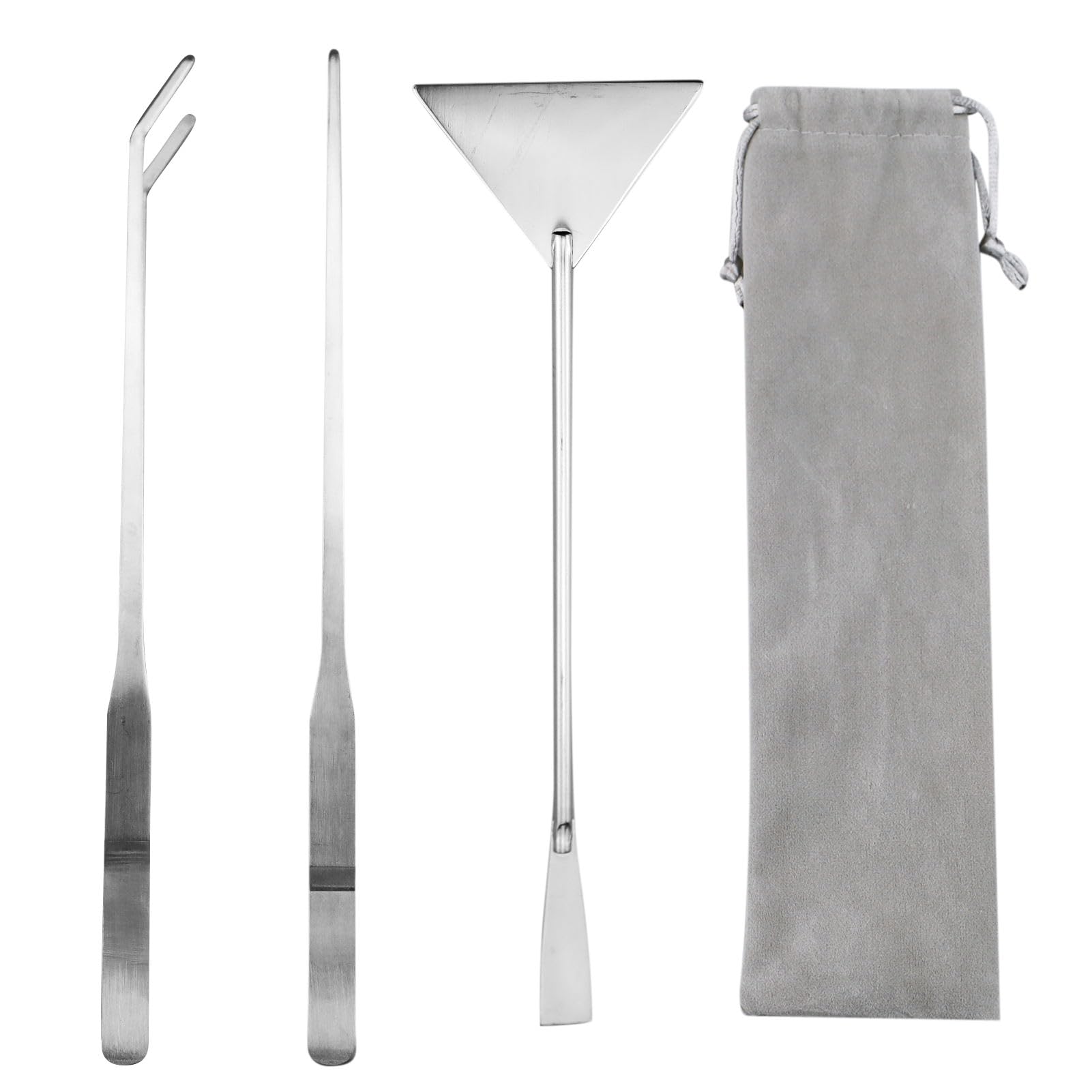 Aquascape, kit di attrezzi per acquario, 3 in 1, in acciaio inox, set di spatole per sabbia con sacchetto di flanella per la pulizia di acquari e piante acquatiche