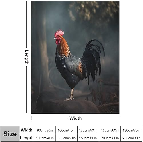 Miniatura 2 de Manta de gallo de gallo de pollo, manta rústica de forro polar de 50 x 60 pulgadas, manta de felpa suave y mullida, acogedora y ligera, para sofá,