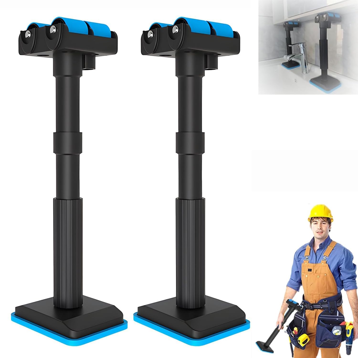 Labor Saving Lifting Brackets, Multi-Function Height Adjustment Lifting Device, Cabinet Lifts for Installing Cabinets Wall Tile Height Adjuster Handheld Tool (2pcs)