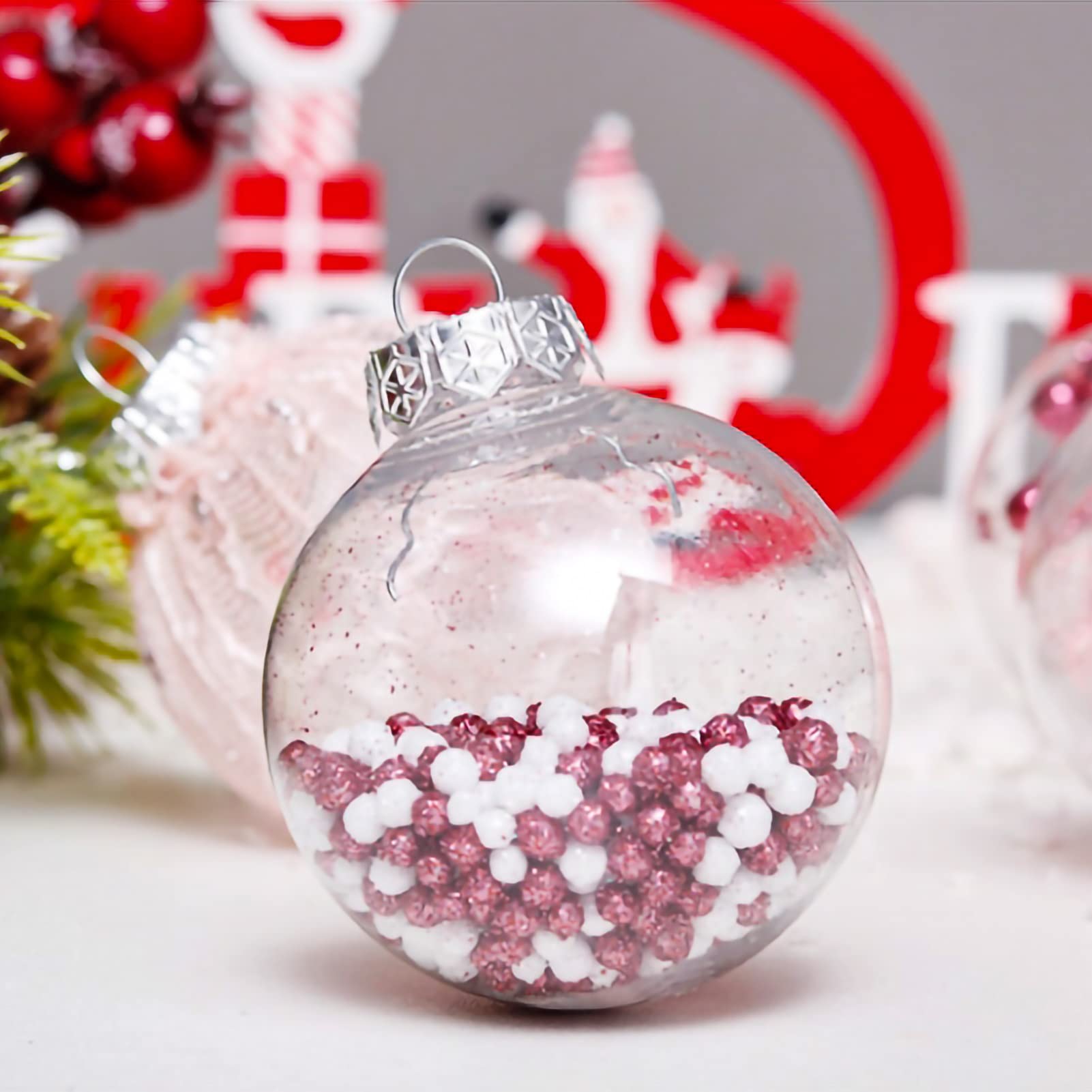 Bombki Choinkowe Ozdoby Różowe Boże Narodzenie Kulki Ozdoby Shatterproof Choinki Dekoracje Na Wakacje Wedding Party Decoration, 24 sztuk Bombki świąteczne