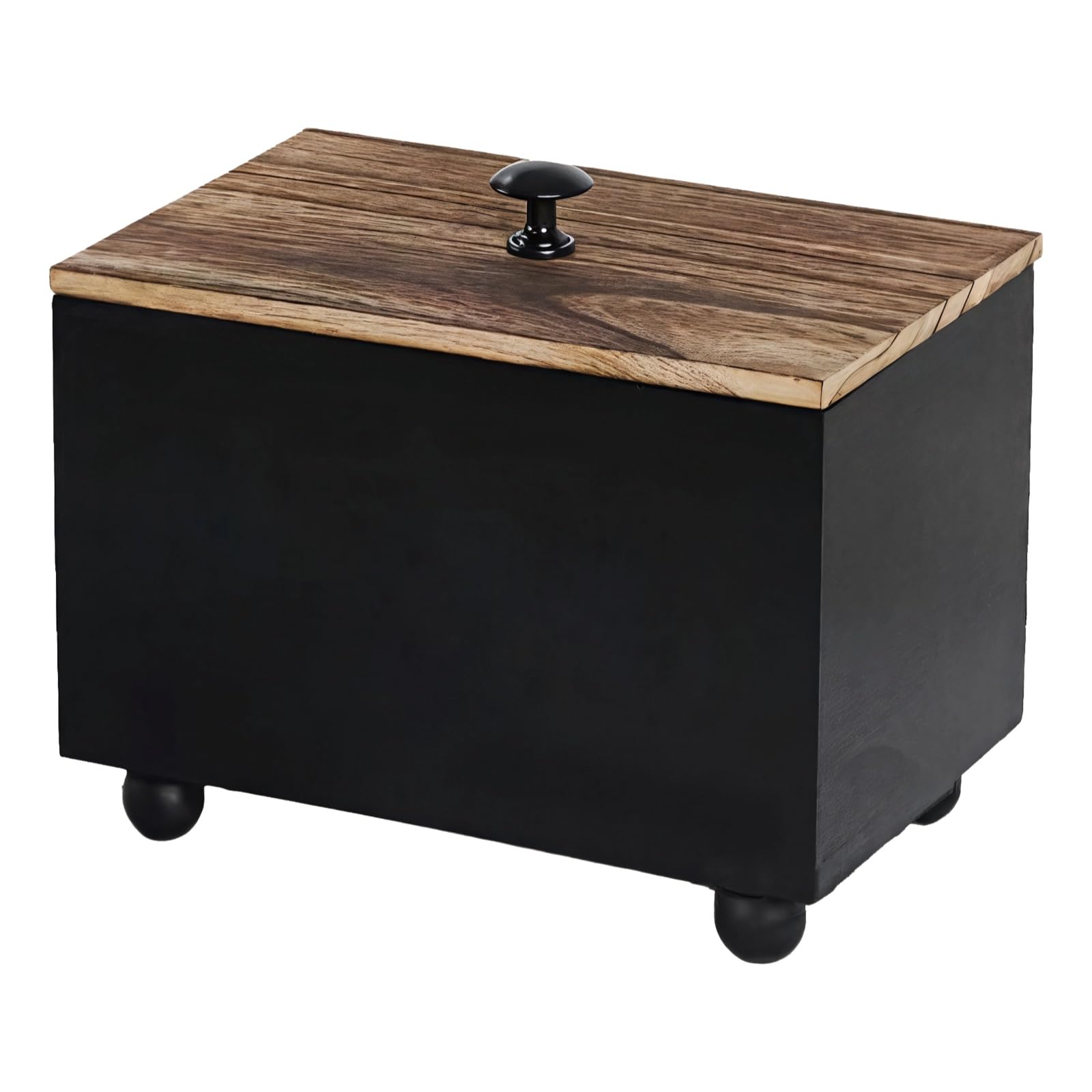 Generisch Tampon Organizer aus Holz für das Badezimmer, kompakte Aufbewahrungsbox mit Deckel, modernes Schwarz, 7,9 x 5,1 x 5,9 in, 20 x 13 x 15 cm, zur Ordnung von Tampons und kleinen Badartikeln