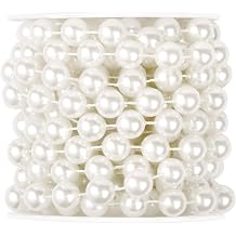 16.4FT White Pearl Beads Garland 12mm Pearl Beads String Bulk for DIY Craft | 5.4Yards Faux Pearl Beads String Roll for Wedding Party Christmas Tree Decoration