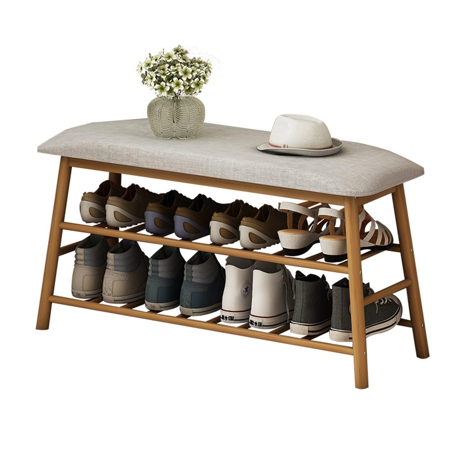 Banc à chaussures double couche idéal pour optimiser le rangement de votre entrée