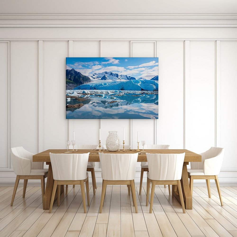 Canvas for Living room. Whispers of Winter Serenity � The Majestic Dance of Glacier and Sky, 27 x 18 inch Canvas Wall Art - Contemporary Masterpieces - Modern Home Decor - 69x46 cm (27x18 inch)