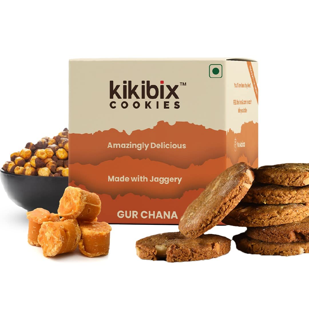 Kikibix Gur Chana Sattu Biscuits High Protein Almond Cookies No