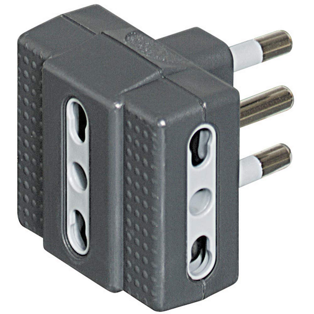 BTicino S3604G Kit Adattatore Tris, 3 Prese Bipasso, 10/16 A e Spina 16 A, Blister 90x122 mm, Antracite