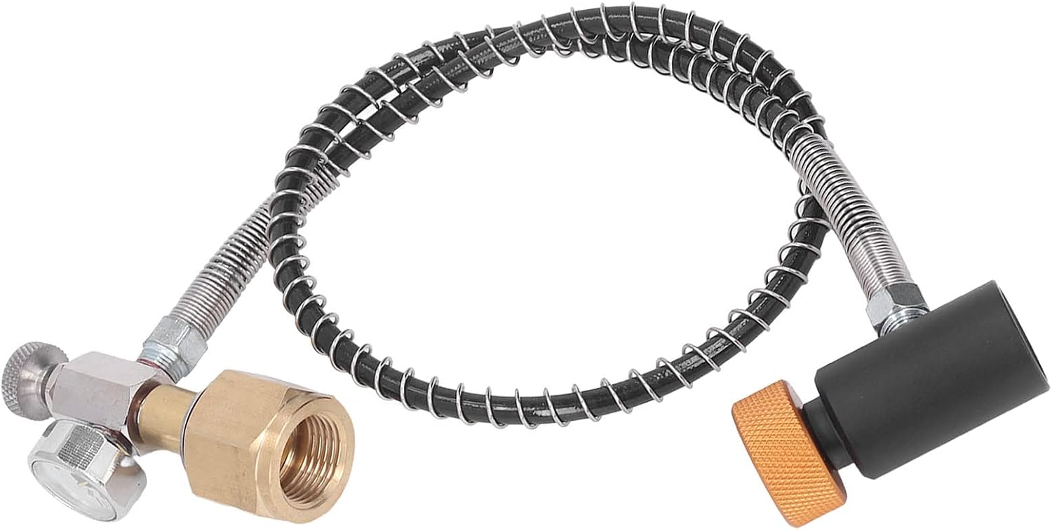 Fafeicy CO2 Tank Adapter and Hose Kit, Stainless Steel Brass External Soda Machine Accessories with 24in Hose and 3 Gaskets, for Soda Maker Beverage Machine (CGA320 to)