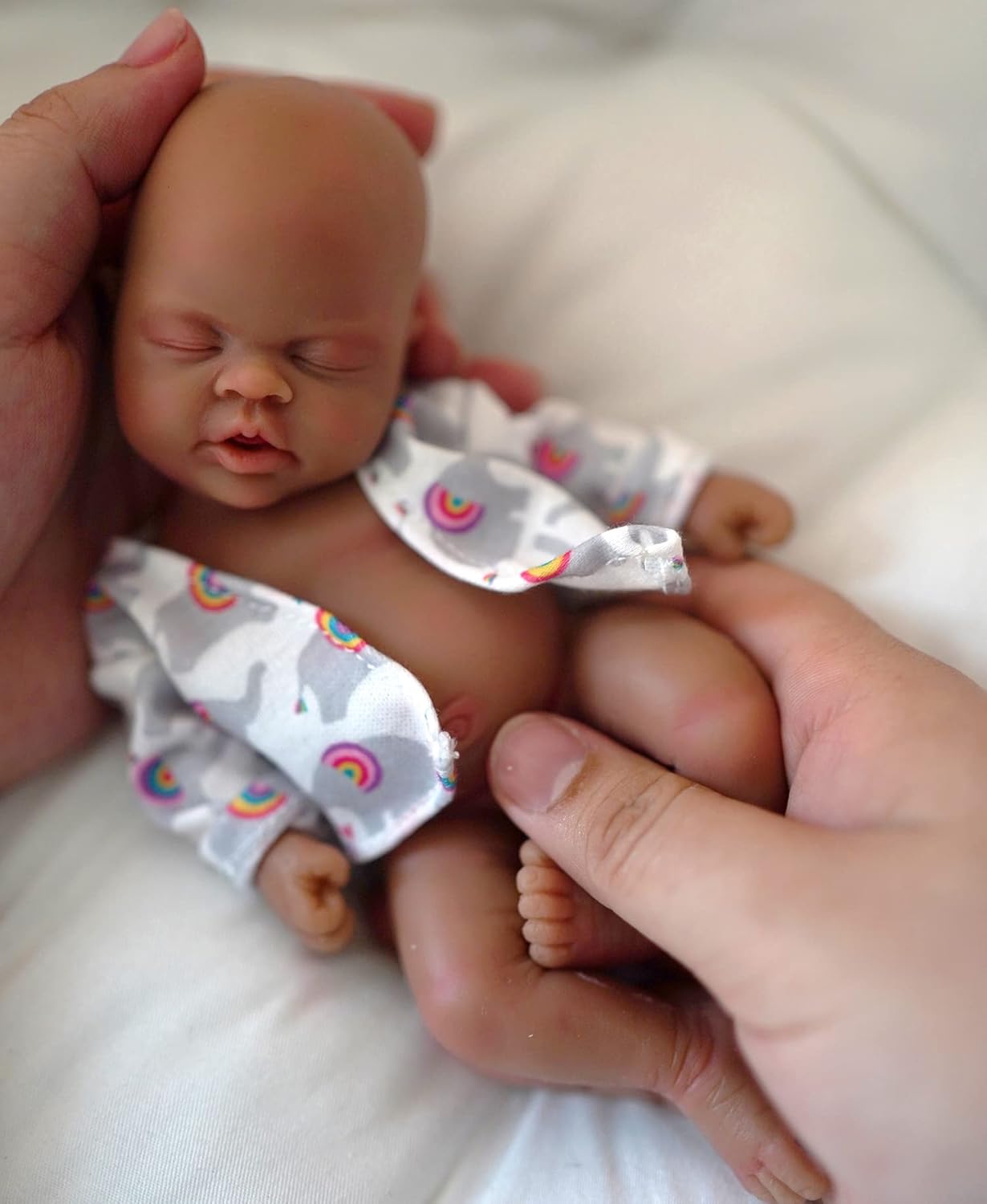 MYREBABY 7" Micro Preemie Full Body Silicone Black African American Bady Owen Lifelike Mini Reborn Doll Surprice Children Anti-Stress-Girl