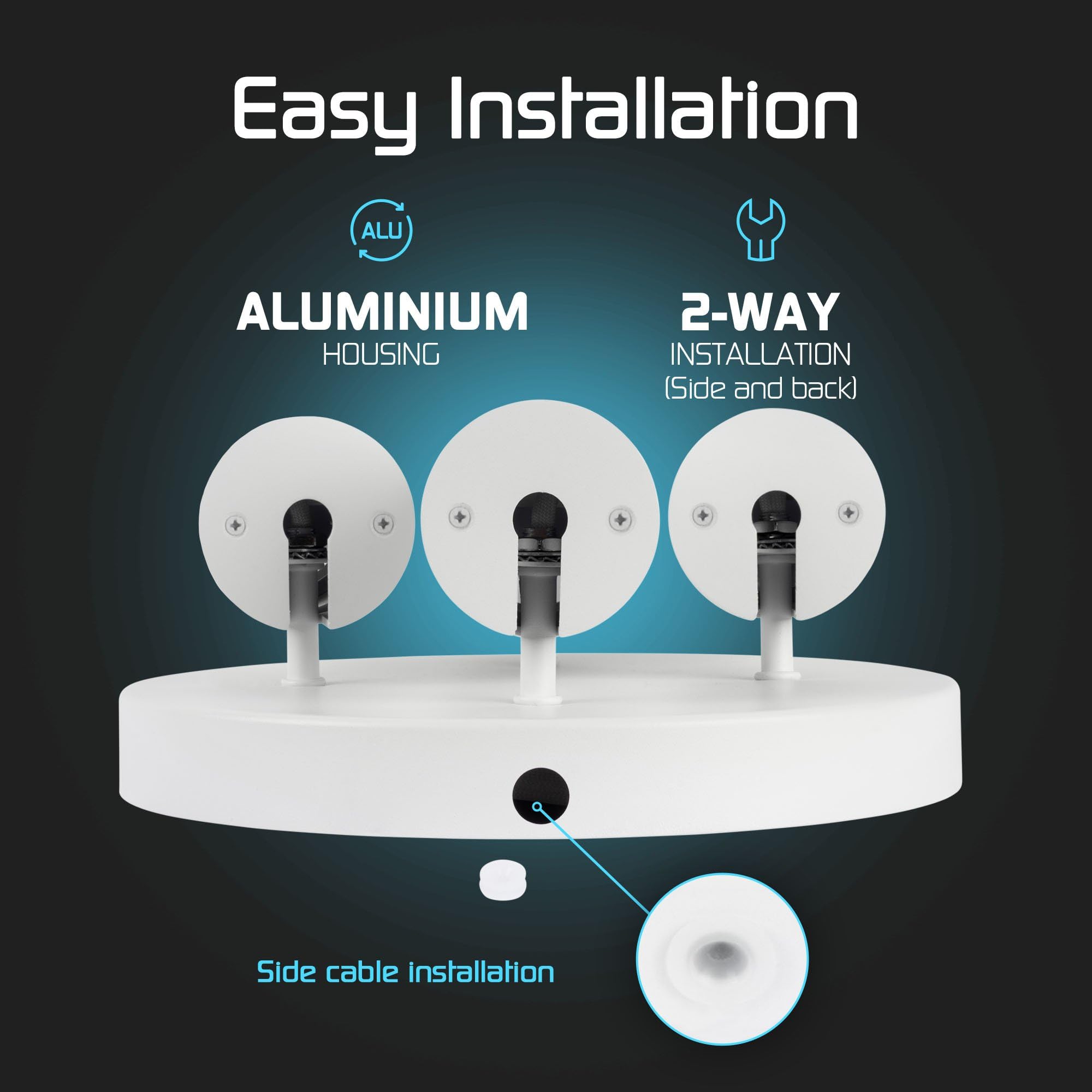 Ledvion Faretto LED Soffitto Bianco 3 luci Quadrato GU10 3W bianco neutro | Lampadina inclusa per corridoio soggiorno cucina camera e ambienti interni asciutti