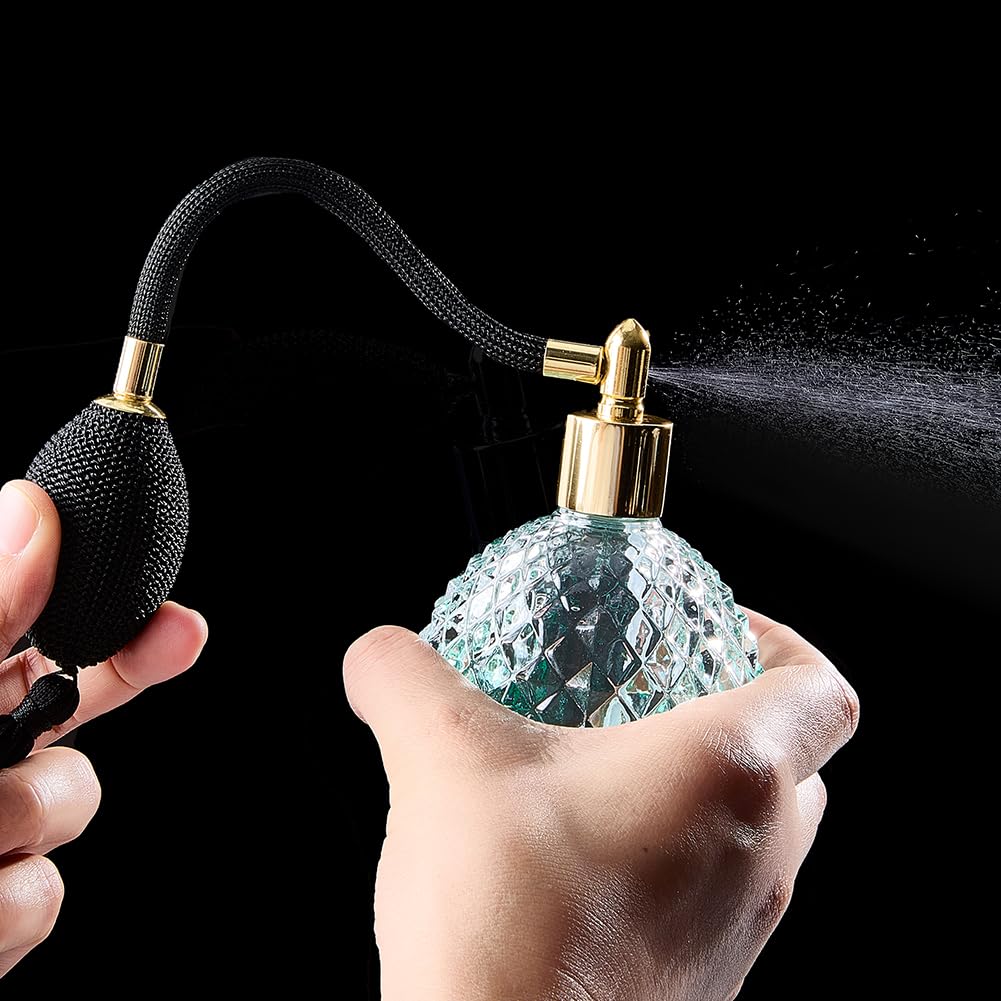 GORGECRAFT Flacone Spray per Profumo Air Bag 100ml Flacone Spray con Atomizzatore Vintage Flacone Spray In Cristallo Trasparente Flacone per Profumo In Vetro Vuoto Ricaricabile con Nappe Lunghe Imbuto