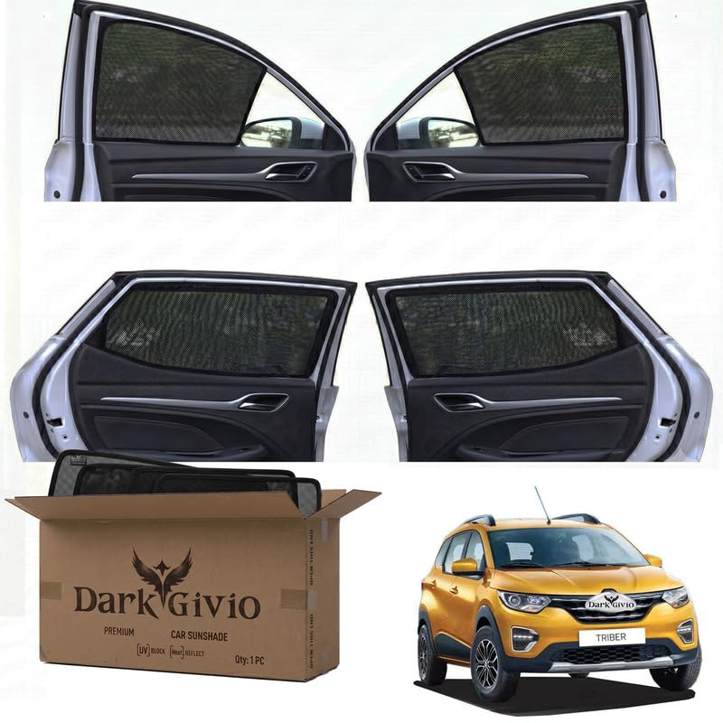 Image of Car Window Sun Shade Protector for TRIBER | Exact Fit Non-Magnetic Half Cut Sunshade (Set of 4 /6) | UV Blocker Side Window Car Curtains & Interior Accessory