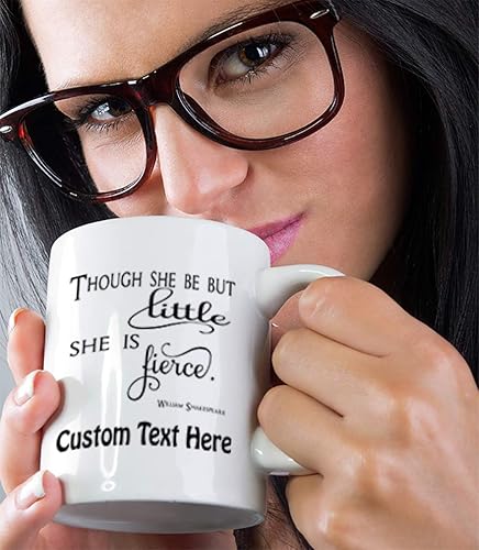 Miniatura 10 de Taza de té de café de cerámica Though She Be But Little She Is Fierce de 11 onzas, regalo navideño de Hanukkah para hombres y mujeres