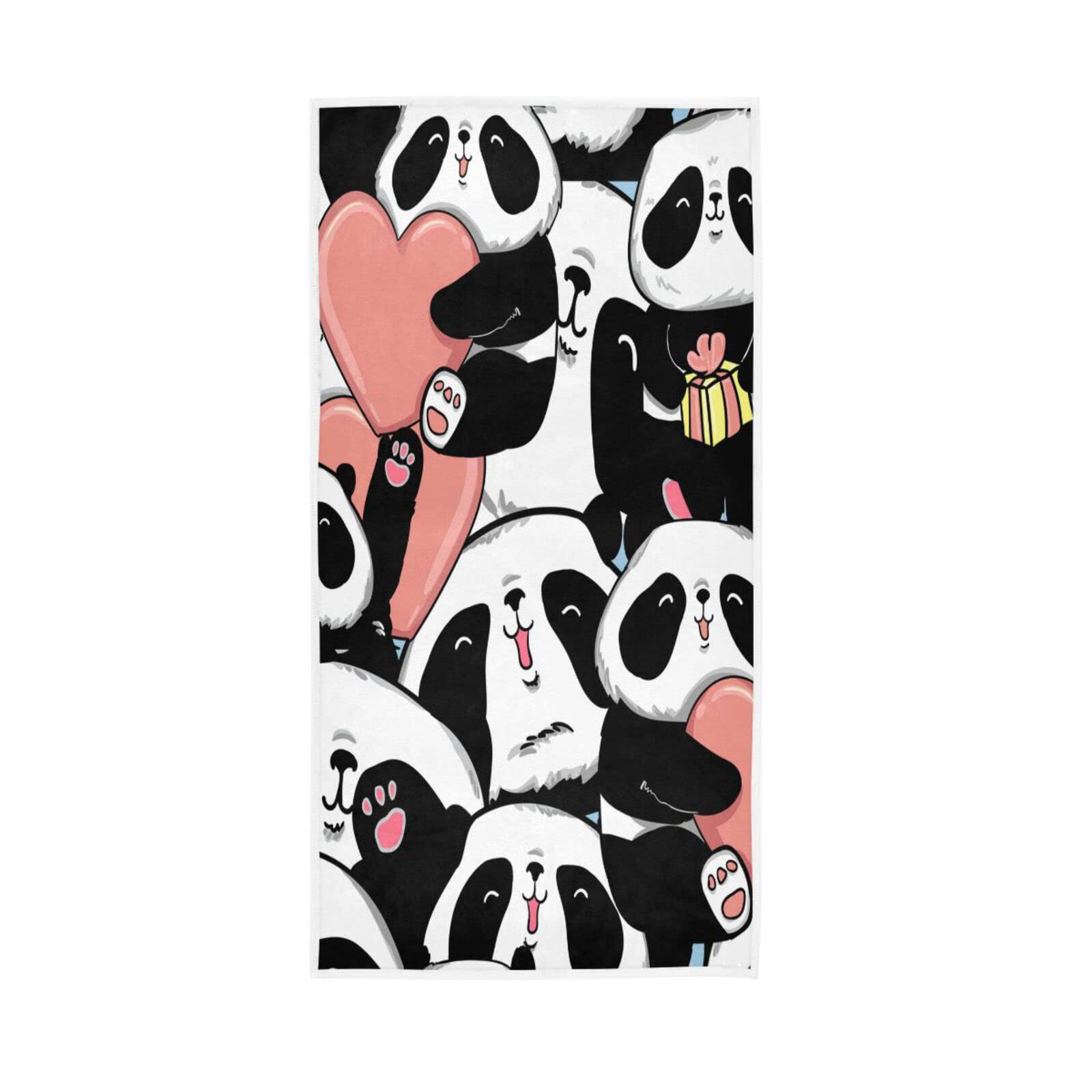 LSRCPD Hand Towels Cute Panda Pattern Decor Fingertip Soft Face Towel Absorbent Bathroom Kitchen Towels