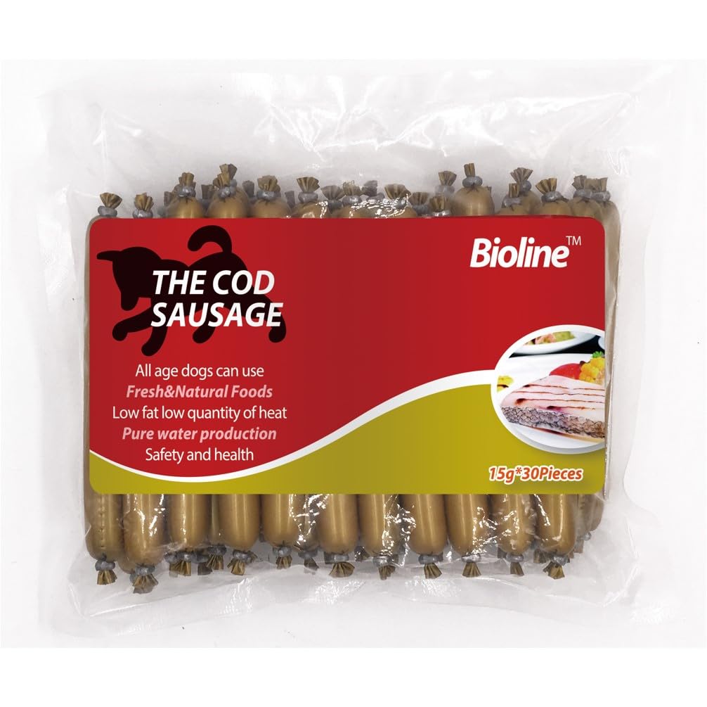 Bioline Dog COD Sausage - 15g x 30pcs, All Ages, Fish Flavor