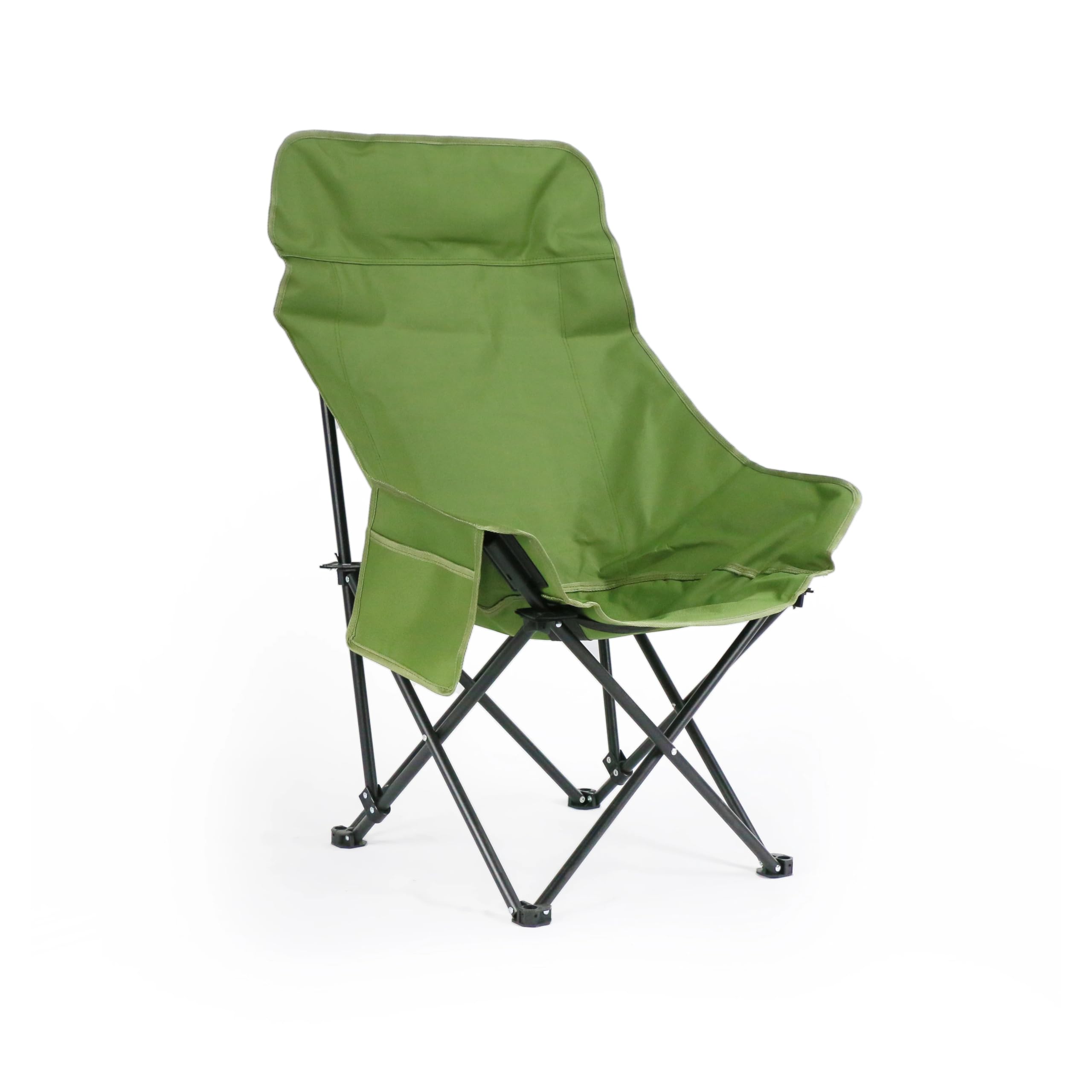 G POWERED Nylon Camping Chair For Adults, Compact Folding Portable Chair With Side Pockets For Outdoors Fishing, Hiking, Backpacking, Picnic, Beach, Travel, Supports Upto 100Kg With Carry Bag (Green)