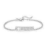 AOAMID Bible Verse Bracelet-Stainless Steel Scripture Quotes Inspirational Bracelet Faith Christian Bracelet for Women, Christmas gift for women