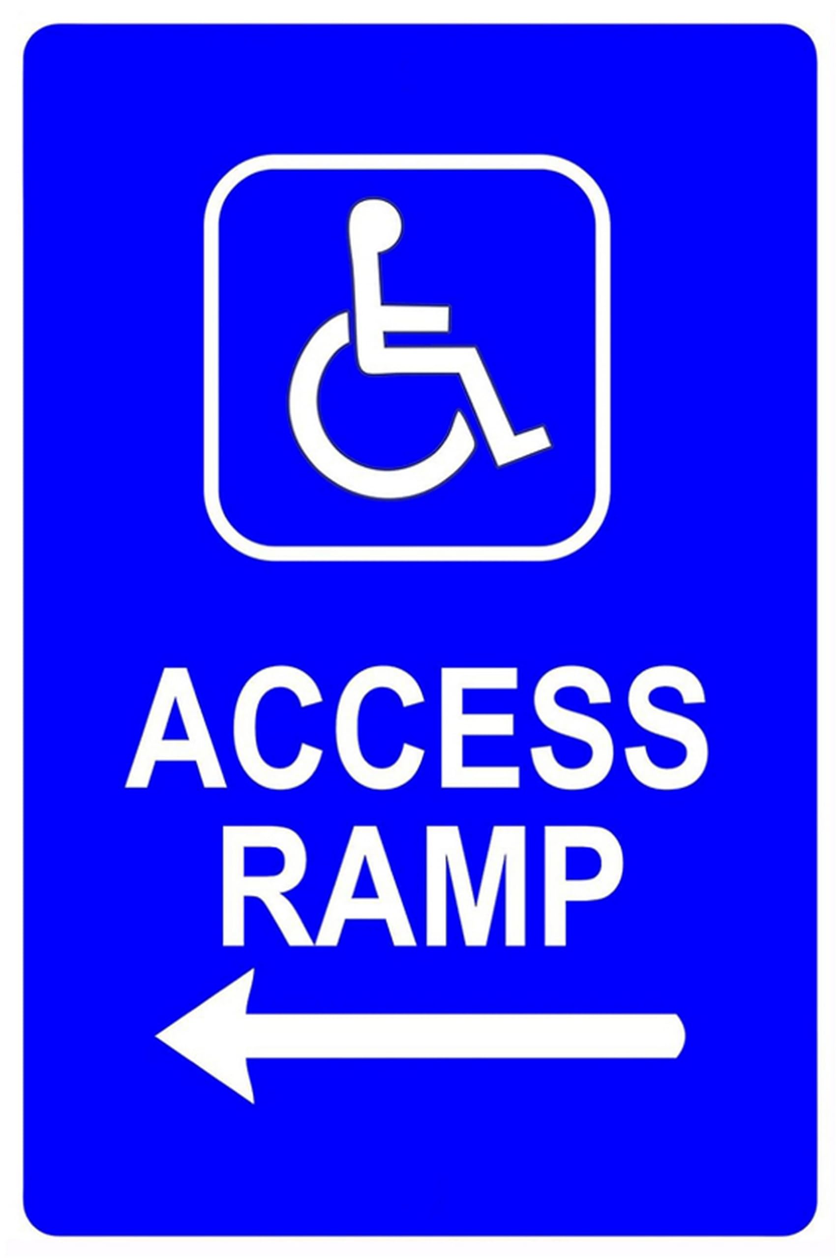 Accessible Ramp Direction Arrow Tin Sign Metal Wall Decor 8x12in