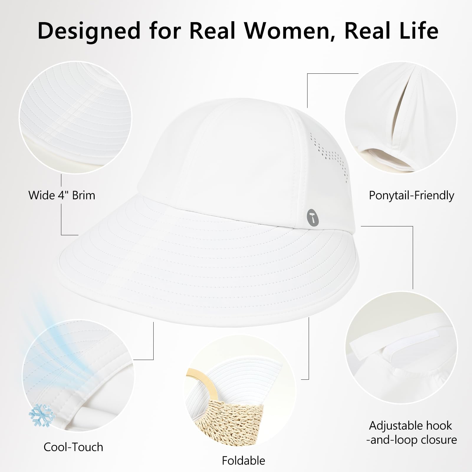 TOP-EX ChicPony™ Chapeau de soleil rafraîchissant pour femme UV 50 à large bord respirant et pliable pour la plage