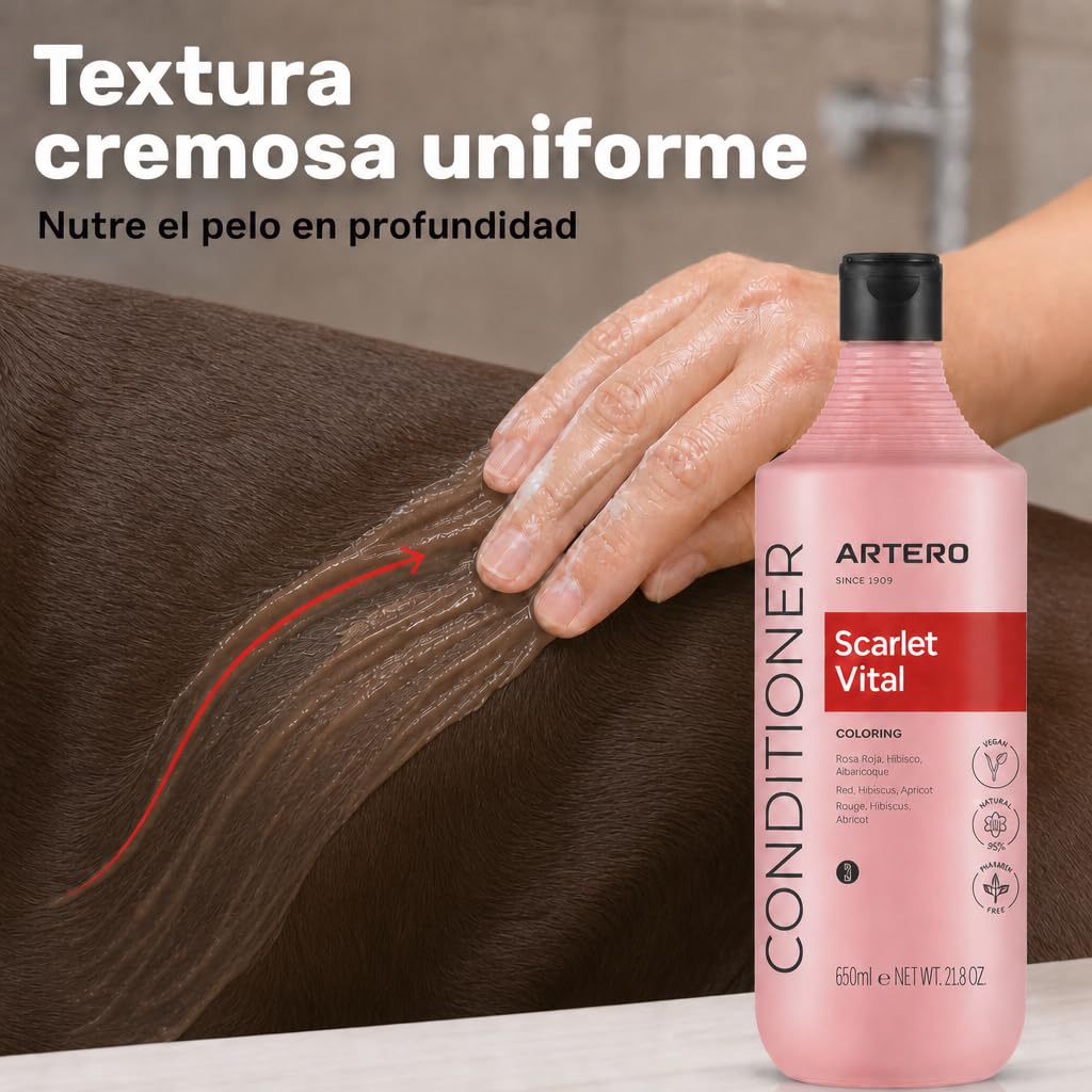 Artero Scarlet Vital Mascarilla Potenciadora de Color para Perros Rojos, Marrones, Chocolate y Apricot, 650 ml