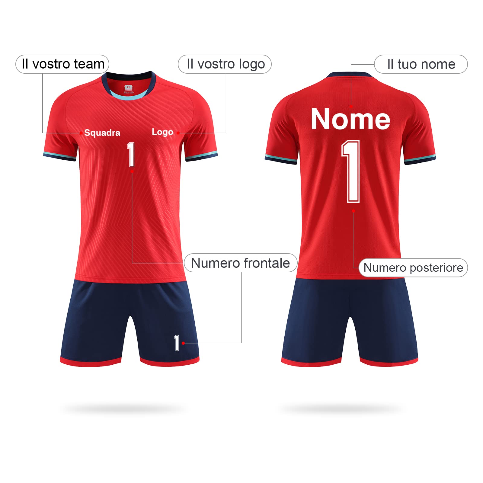 LAIFU Magliette Personalizzate da Uomo e da Bambino Magliette da Calcio Personalizzate con Logo con Nome e Numero a Piacere