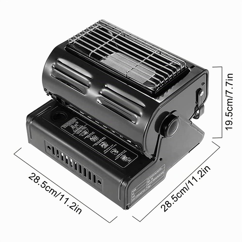 Yinleader Chauffage au gaz en céramique, chauffage d'extérieur, pour tentes, caravanes, camping, brûleur en céramique, 1,3 kW (noir)
