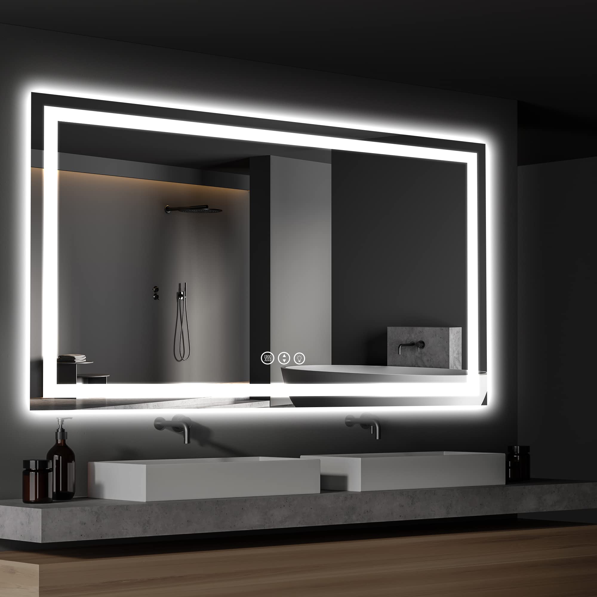 Buy ISKM 60*36 Inch Oversized Backlit + Front Led Bathroom Mirror Wall