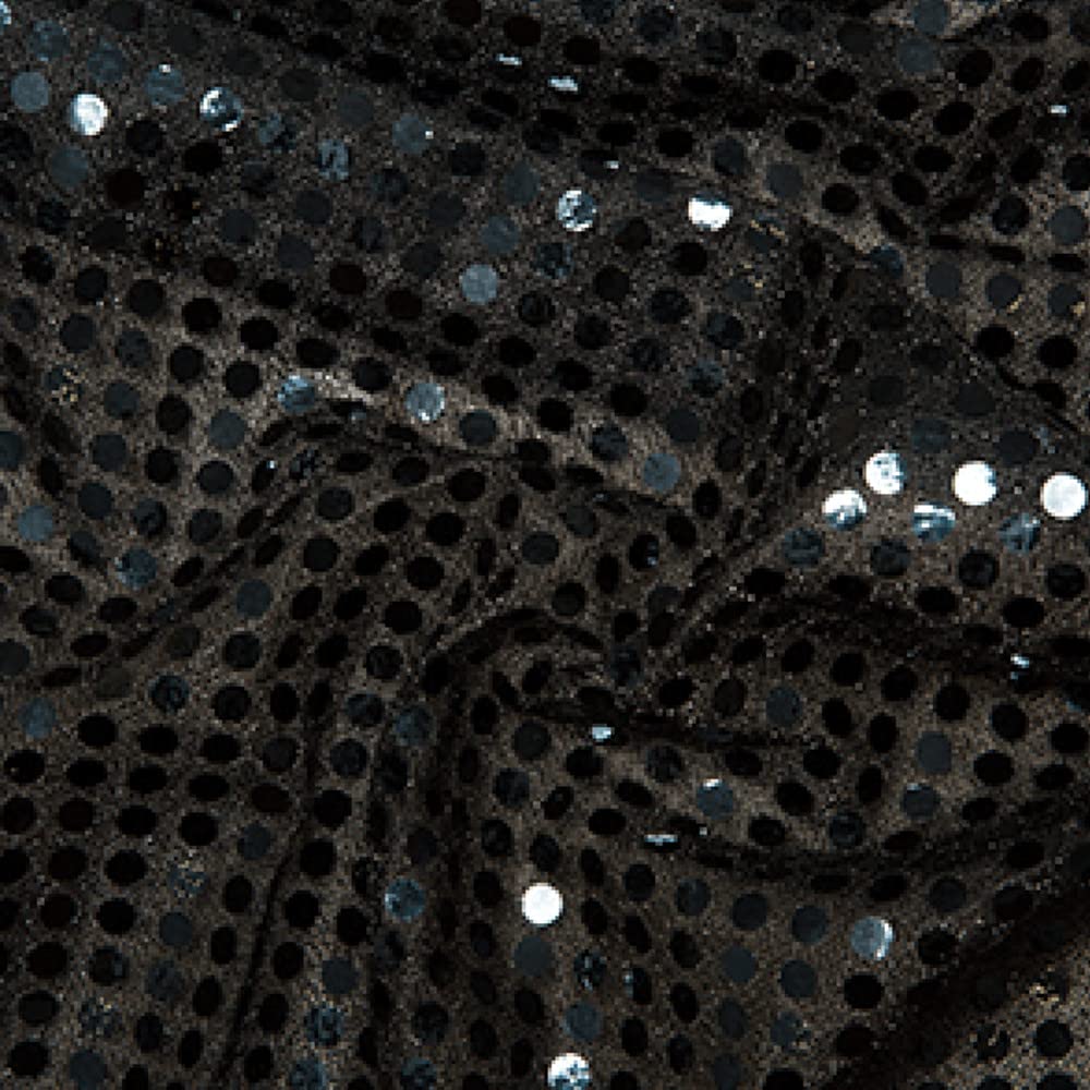 6mm Sequin Jersey Shiny Sparkly Material Nylon Fabric Fancy Dress Metallic (per metre) (Black)
