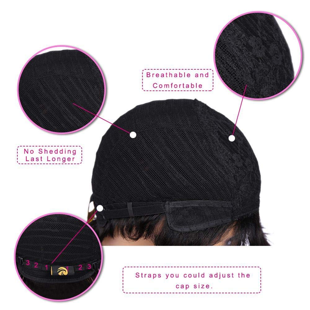 Pixie Cut Wig Short Human Hair Wigs for Black Women Ombre Brown Human Hair Glueless Pixie Wig Layered None Lace Front Wig with Bangs Natural Straight Wig 1B/30 Color - Image 4