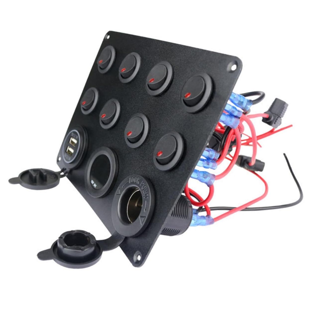 PartyKindom Pannello Pulsanti Voltmetro Digitale Doppia Porta USB per Camper Auto Nave Yacht