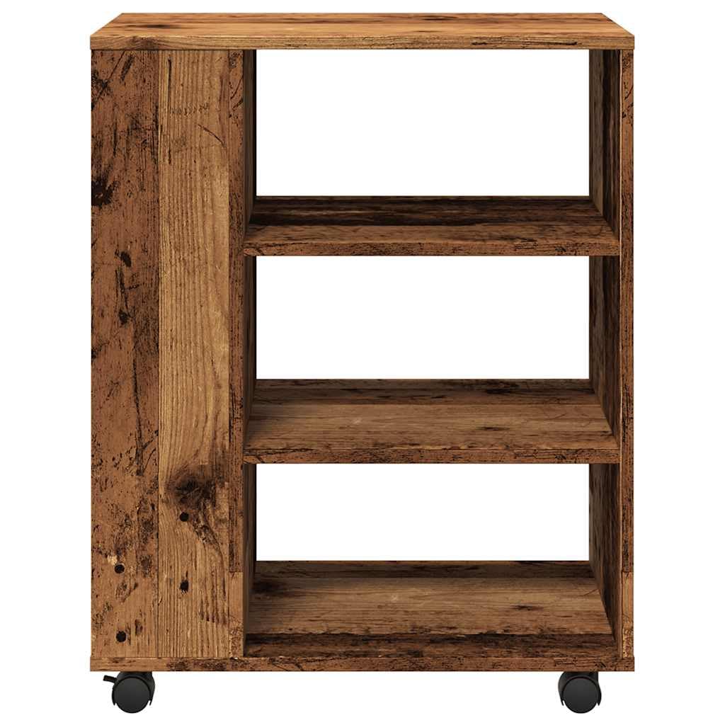 Mobiletto con Ruote Legno Antico 60x35x75 cm Truciolato