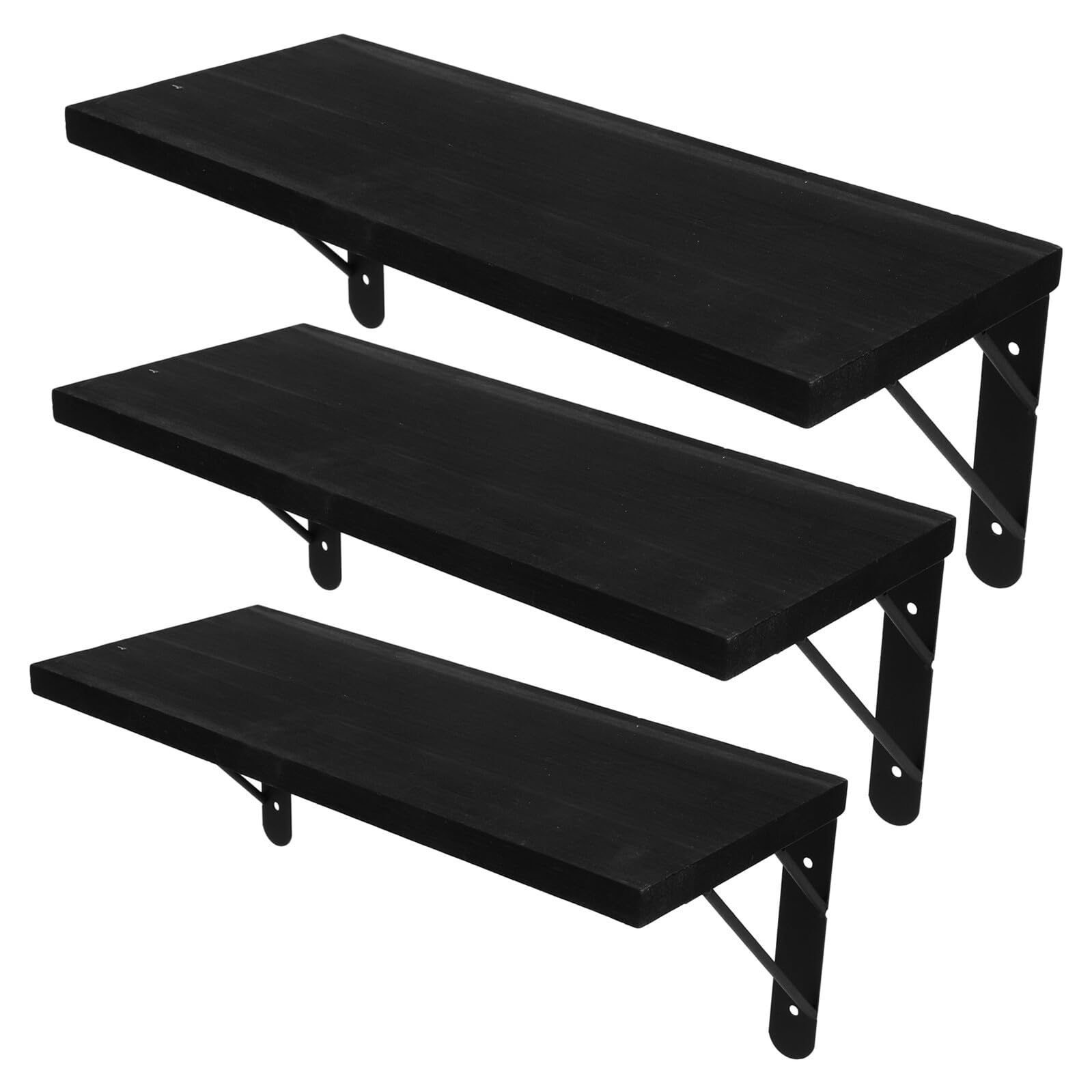 Estantes flotantes de madera negra de pared rusticos organizador compacto para casa