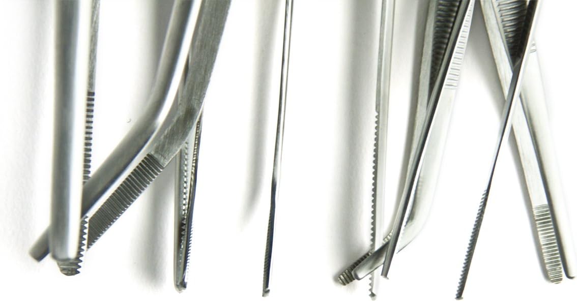 RepTech Low Cost Stainless Steel tweezer, (Angled, 12 cm)