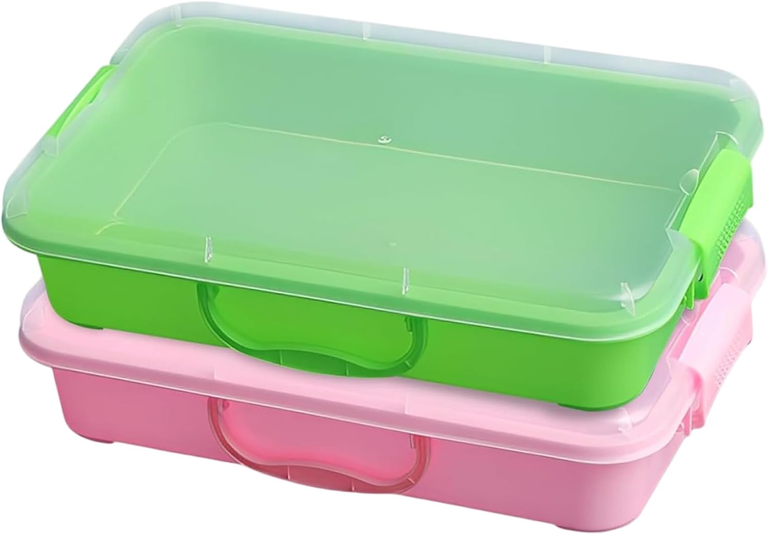 Sensory Play Tray, 2-Pack Portable Sand Tray with Lid and Carry Handle, Stackable Plastic Bin, for Kids Messy Play Activities
