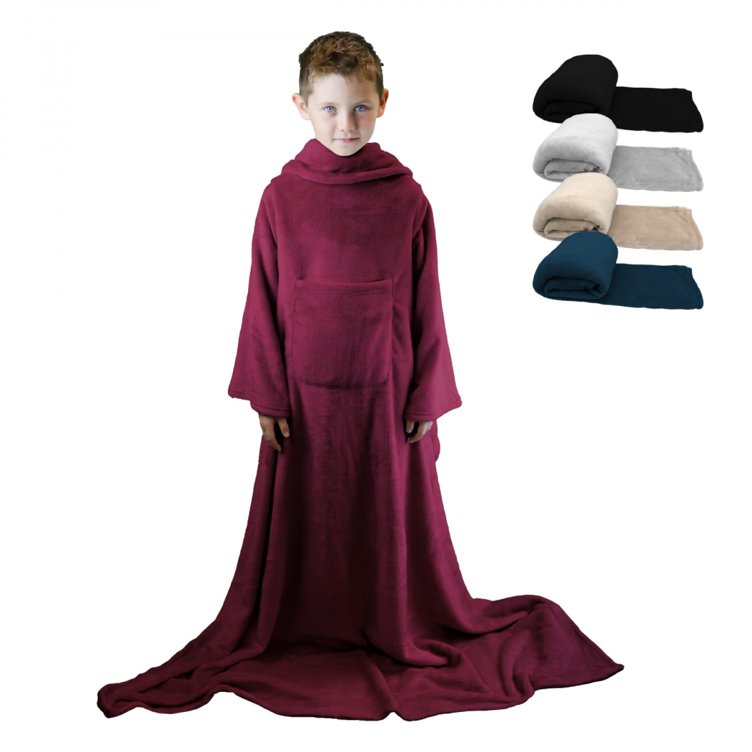 Vivezen - Couverture polaire plaid intégral avec manches et poche - Taille enfant ou adulte jusqu'à 1m65 - Plusieurs coloris