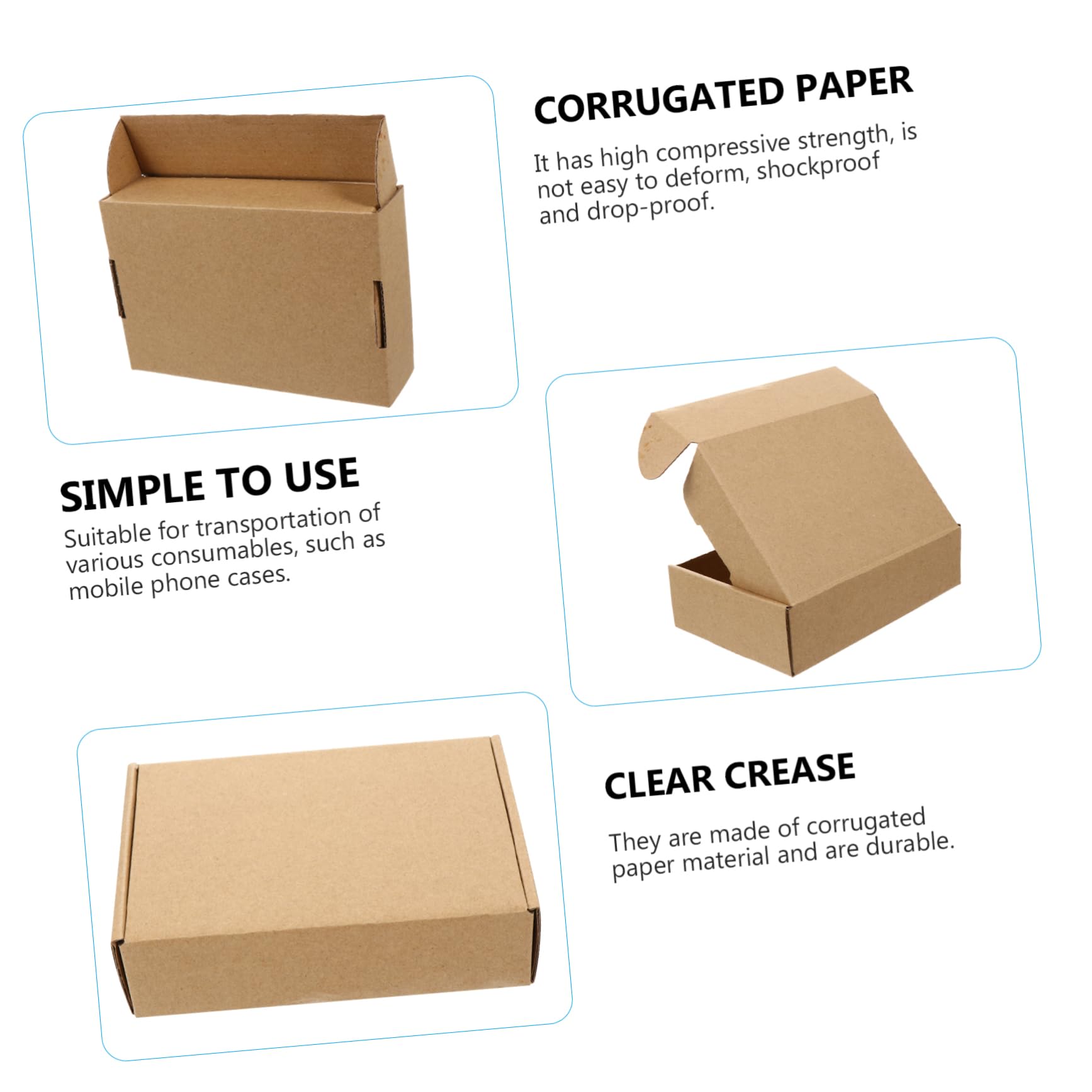 DOITOOL 50 Piezas Cajas de Cartón Ondulado para Mudanza y Almacenaje Pack de Resitentes y Reutilizables para Embalaje y Organización