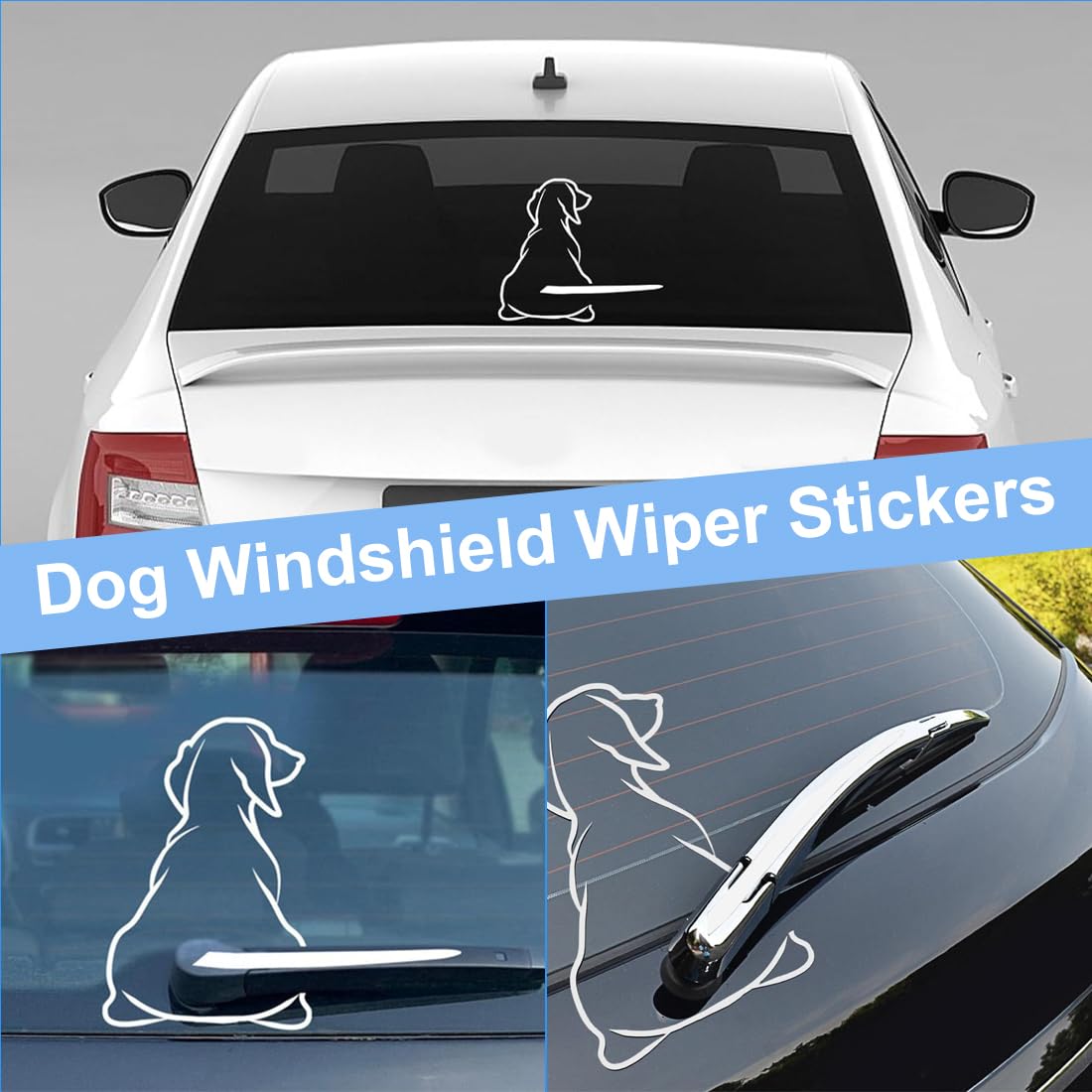 Adesivi per auto per cani,Adesivo per tergicristallo per cani,Decalcomania per tergicristallo posteriore | Adesivi per cani impermeabili, adorabili e divertenti per auto, moto, computer, bagagli