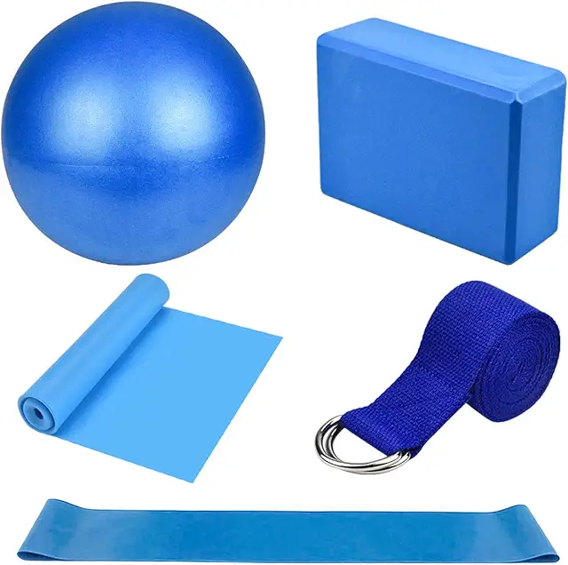 5-Piece Yoga Starter Kit with Block, Ball, and Straps - Complete Fitness Set