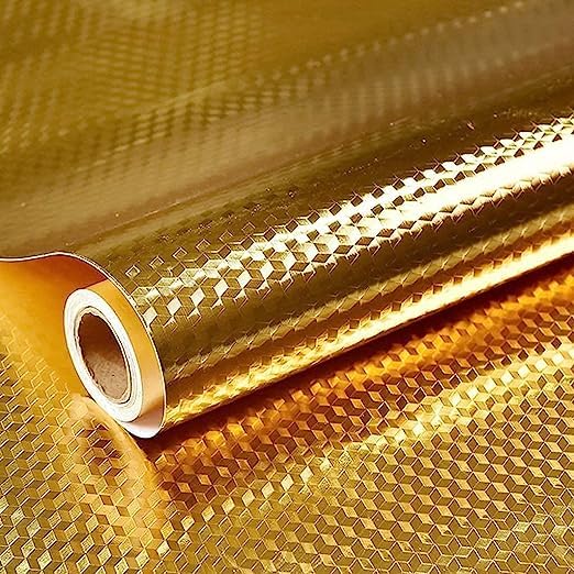 Viraaji Gold Aluminium Wallpaper Kitchen Golden Oil Proof Waterproof Paper Aluminum Foil Backsplash Sticker Stove Cabinet Liner Decor Self Adhesive Wallpapers (B0CBRHX293) Amazon Price History, Amazon Price Tracker